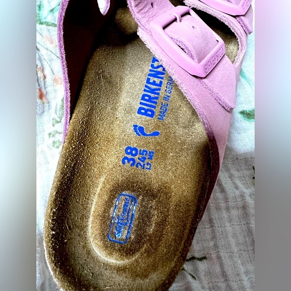 Birkenstock Pink Leather Arizona Soft Footbed Sandals - Picture 4 of 5